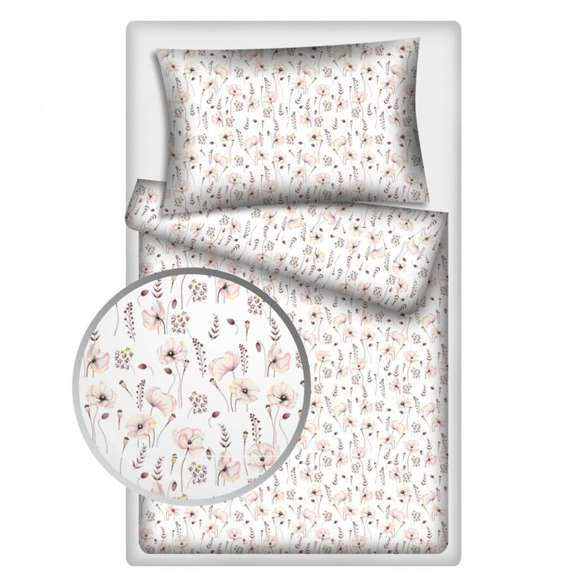 Cotton Bedding Floral Poppy White