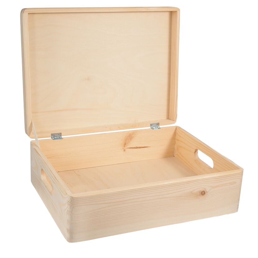 Aufbewahrungsbox aus Holz mit Deckel und Griffen