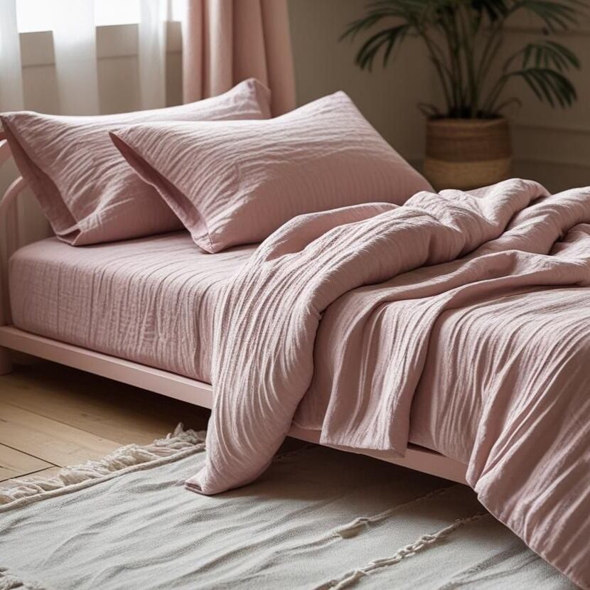 Dětské mušelínové povlečení na zip růžová