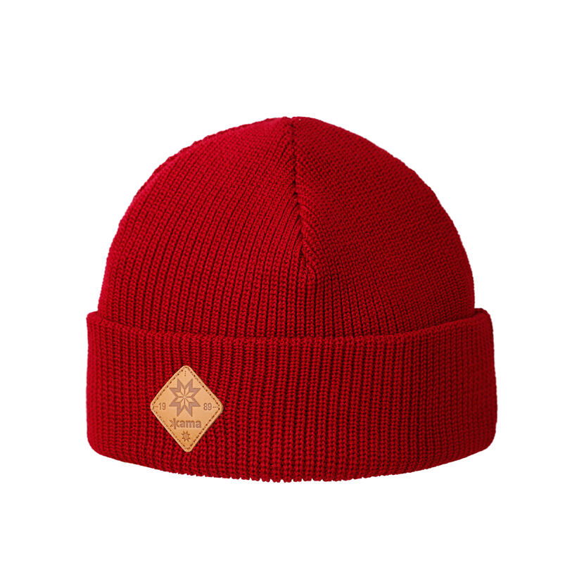 Knitted merino cap KAMA A136 - Red