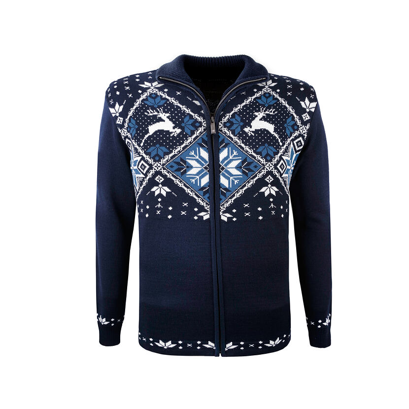 Pulover tricotat Merino Kama 4055 - Albastru închis