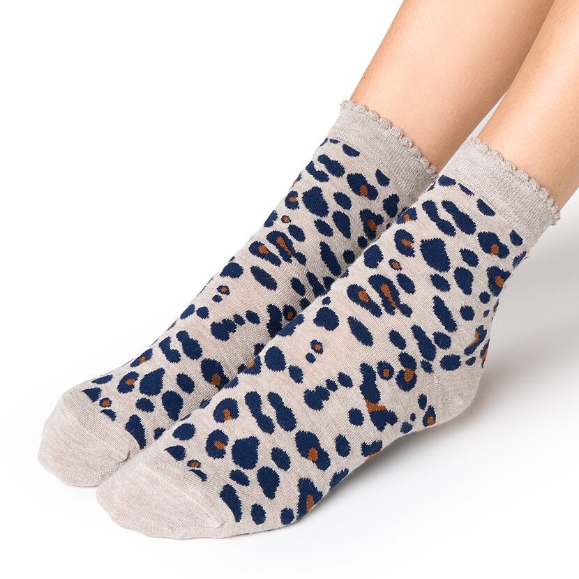 Dámské ponožky z viskózy leopard béžová