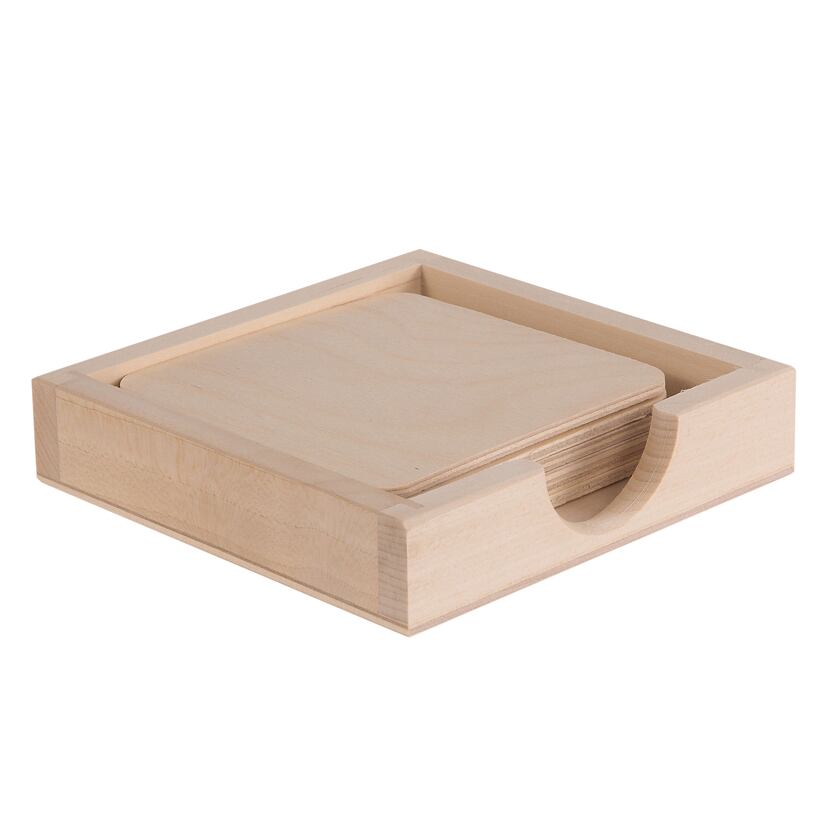 Houten onderzetters, set van 6 stuks