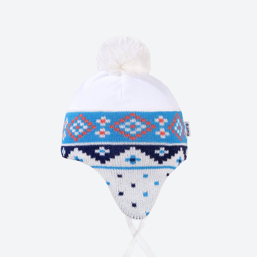 Gyerek fleece usánka sapka Merino B72 - természetes fehér