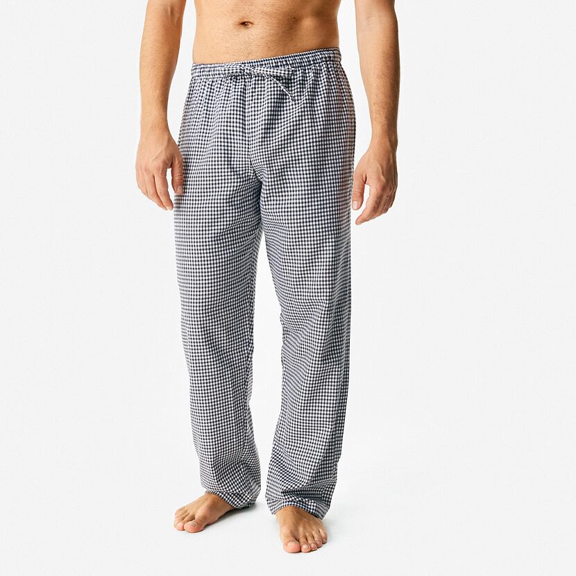 Pantaloni da casa in flanella da uomo con lana Merino a quadri bianco e nero