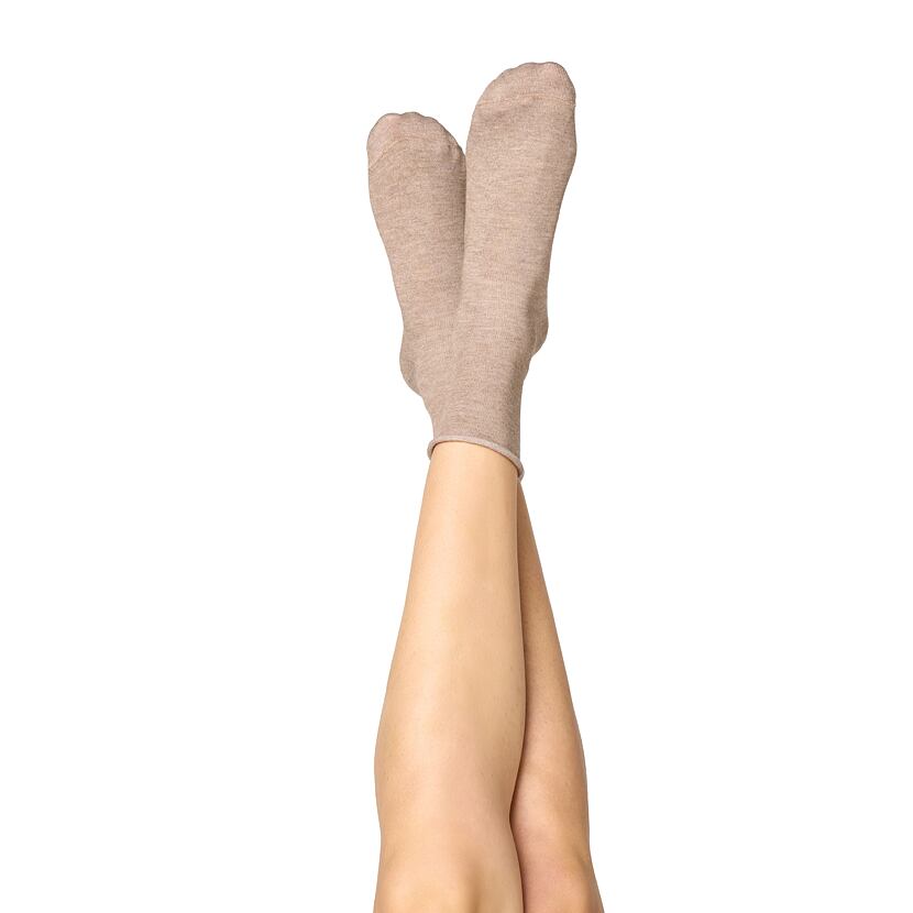 Kaschmirsocken mit weitem Bund beige