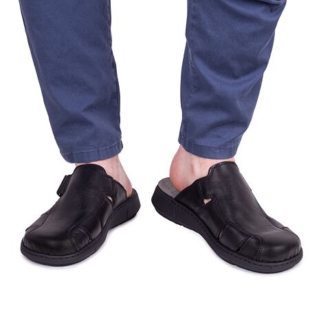 Men's "Emil" Leather Slip-on Shoes - Black