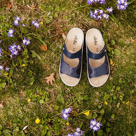 Women's leather slip-ons for bunions "Zuzana" - Blue