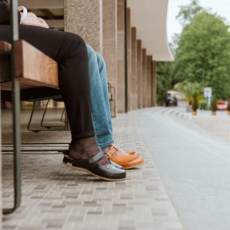 Heren lederen sandalen ”Leos” bruin