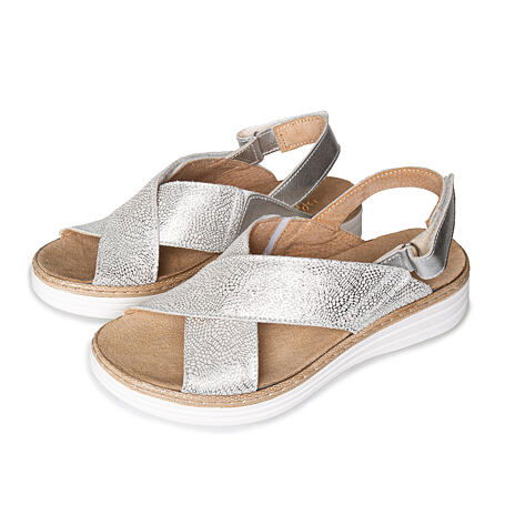 Women’s “Darina“ Leather Sandals Silver