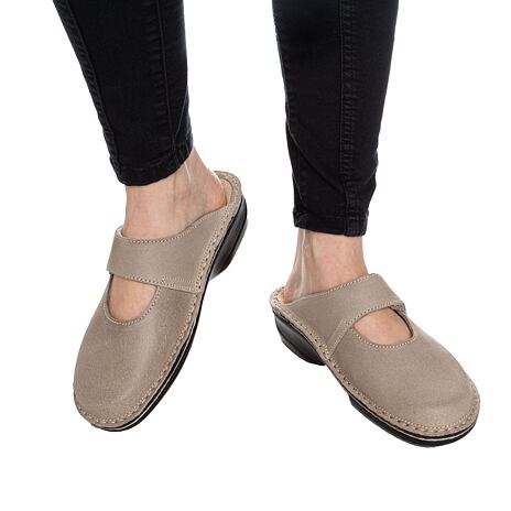 Anatomische Lederpantoletten für Damen "Katarina" beige