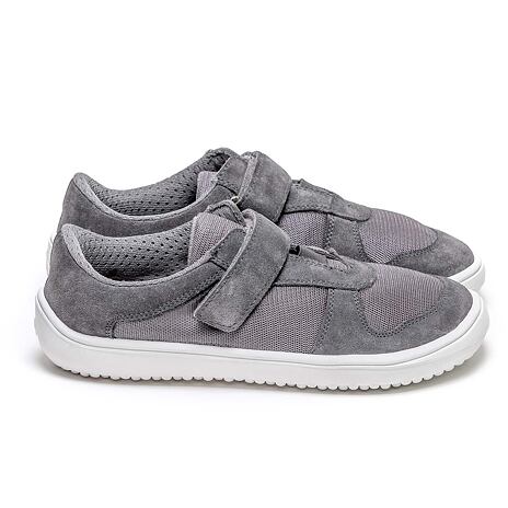 Baskets en cuir pieds nus pour enfants « Joy » gris