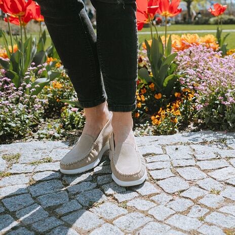 Dames lederen veterschoenen ”Ester” beige