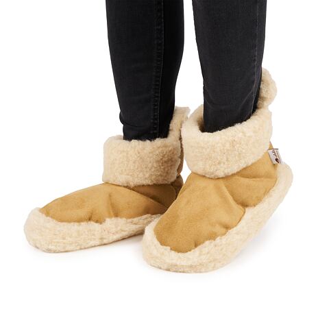 Suede TV Slippers with Wool Lining Brown