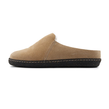 Dames leren Pavla pantoffels met schapenwol beige