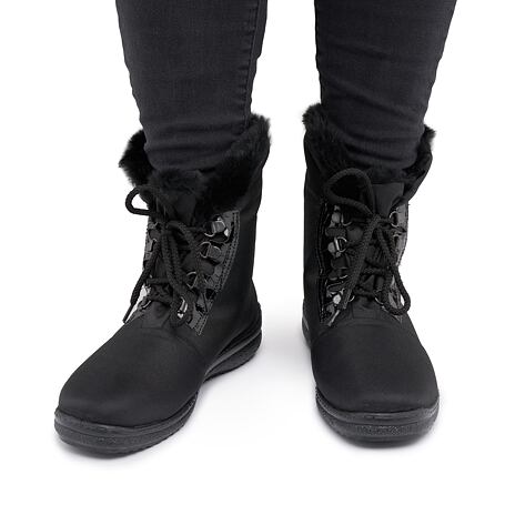 Bottes de neige à lacets pour femme, noires