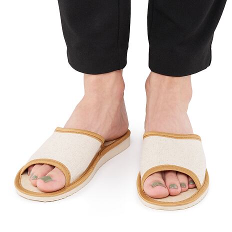 Dames zomer linnen slippers zonder teen natuurlijk