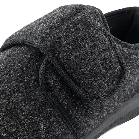 Wool Felt Slippers with Velcro Dark Grey