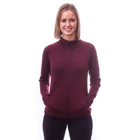 Felpa da donna Sensor Merino Upper zip integrale port red