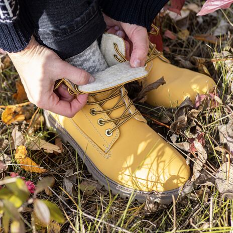 Schnürstiefeletten aus Leder mit Schafwolle Woolee 