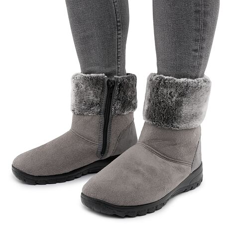 Bottines d'hiver pour femmes en laine de mouton Anita grises