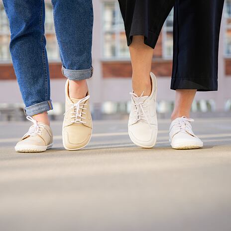 Tennis barefoot Sacha en cuir blanches