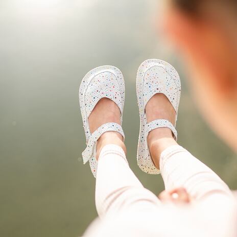 Children's barefoot leather sandals Meli white