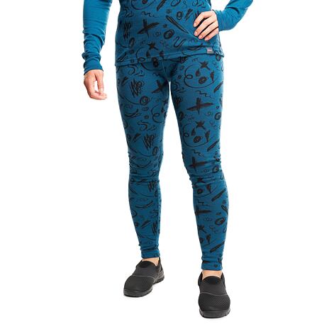 Leggings en laine mérinos pour femmes avec motif, bleu