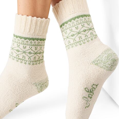 Chaussettes en laine Merino dentelle vert