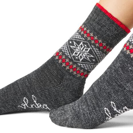 Merino Wool Socks Snowflake Dark Grey