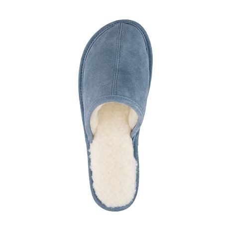 Chaussons en cuir avec laine de mouton pour homme Tom, bleu