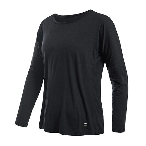 Tricou cu mânecă lungă Sensor Merino Air Traveller de damă Negru