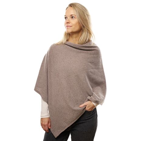 Woolen Poncho Merino with Cashmere Lazio Brown