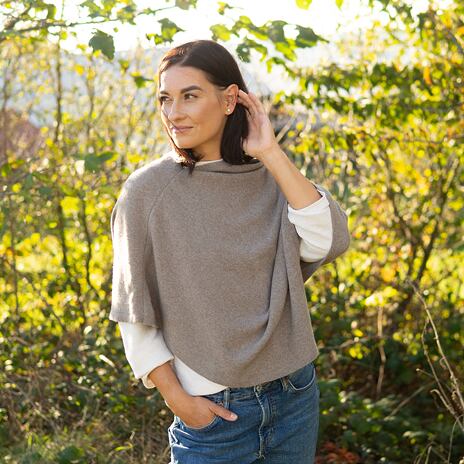 Woolen Poncho Merino with Cashmere Lazio Brown