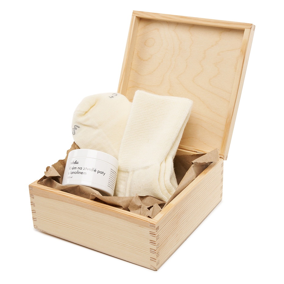 Dárková sada v dřevěné krabičce pro péči o nohy