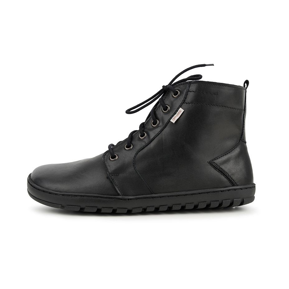 Dámské barefoot kožené boty Devon s tmavou ovčí vlnou černá