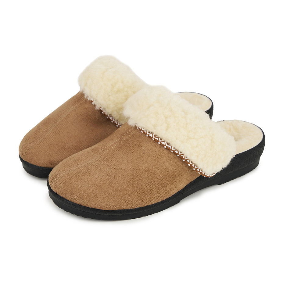 Dvojbalení dámských pantoflí na klínku s ovčí vlnou Merino