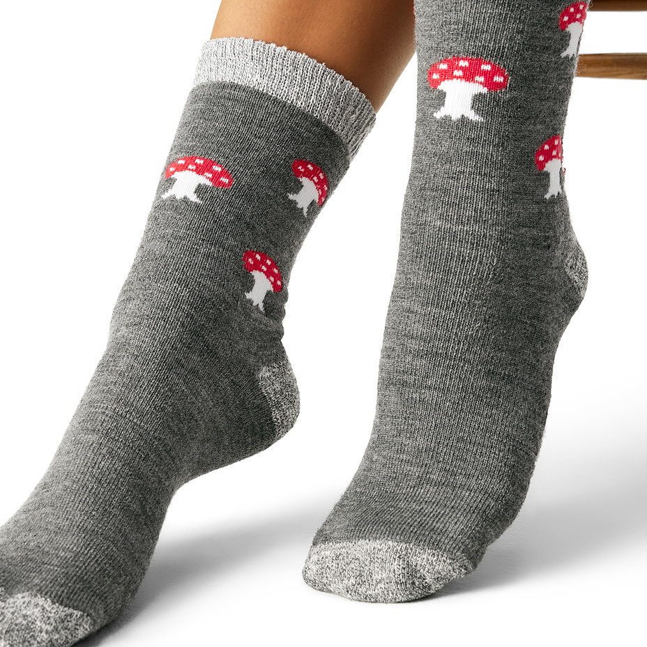 Vánoční ponožky s Merino vlnou muchomůrka