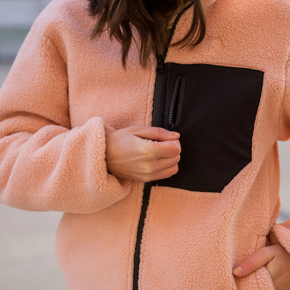 Dámská fleecová mikina s obousměrným zipem růžová