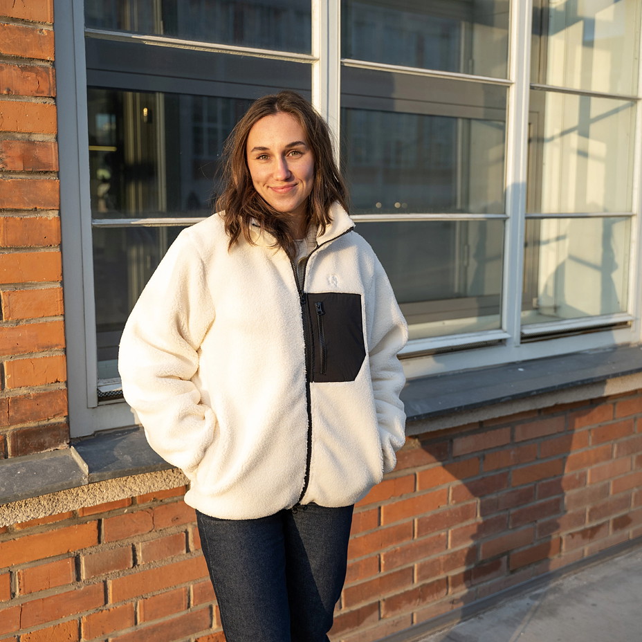 Dámska fleecová mikina s obojsmerným zipsom biela