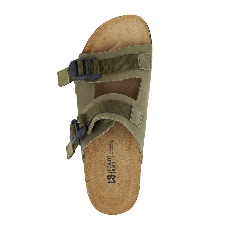 Mules homme en cuir avec semelle en liège Urban, vert