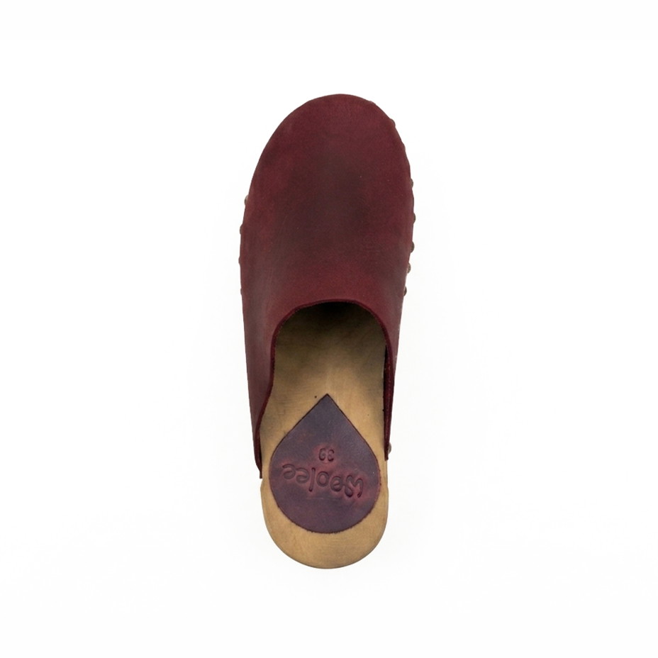 Damen anatomische Holzschuhe mit Nieten, rot