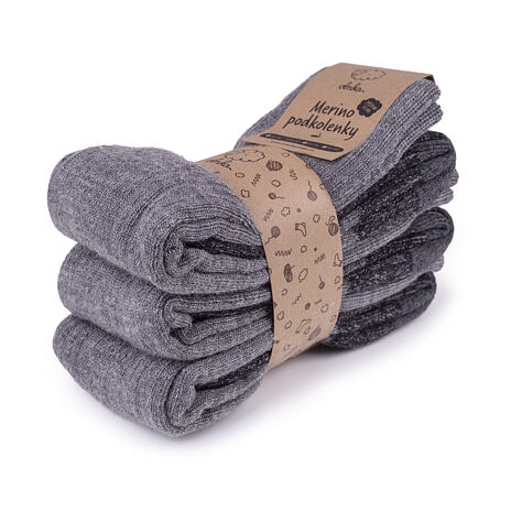 Wool Knee High Socks with Loose Top 3 pairs