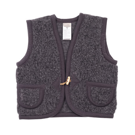 Gilet pour enfants en laine de mouton avec boutons gris foncé