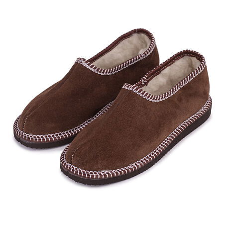 Leather “Salašky“ Slippers with Wool Lining Brown