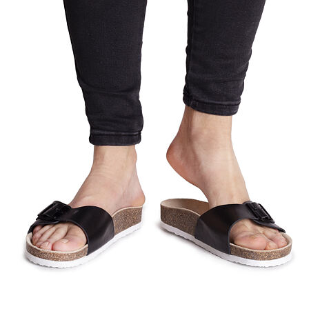 Women's "Laura" Orthopaedic Cork Sliders - Black
