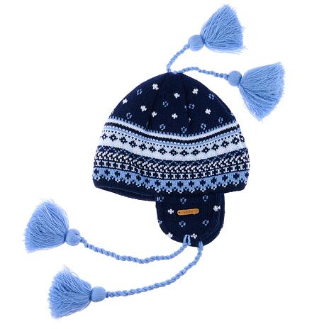 Vlnka Kids’ Wool Hat with Earflaps V20 Blue