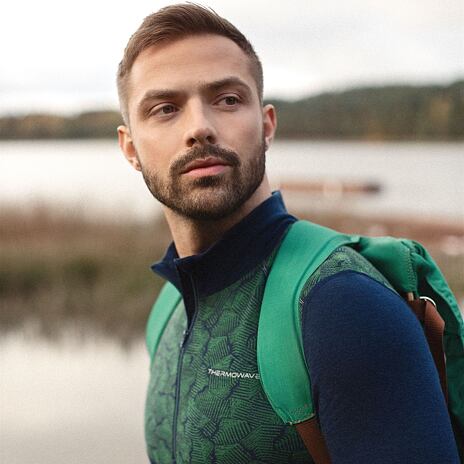 Pánské funkční triko zip merino XTREME Thermowave modrá