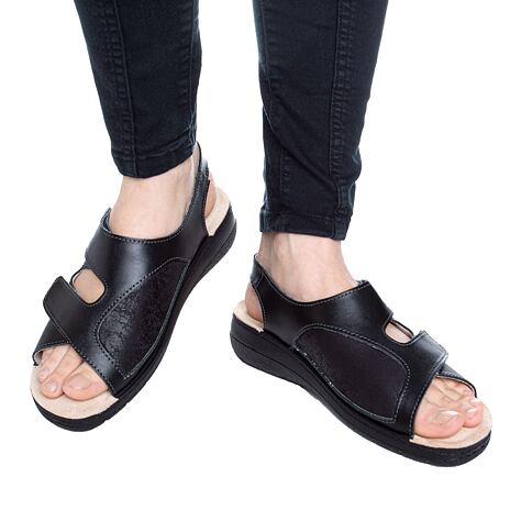 Dames lederen sandalen voor hallux ”Sona” zwart