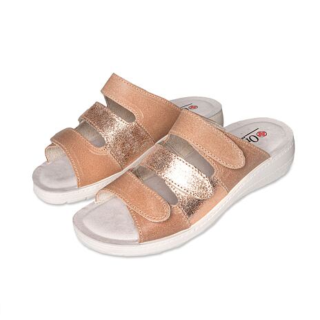 Claquettes anatomiques en cuir pour femmes « Simona » beige